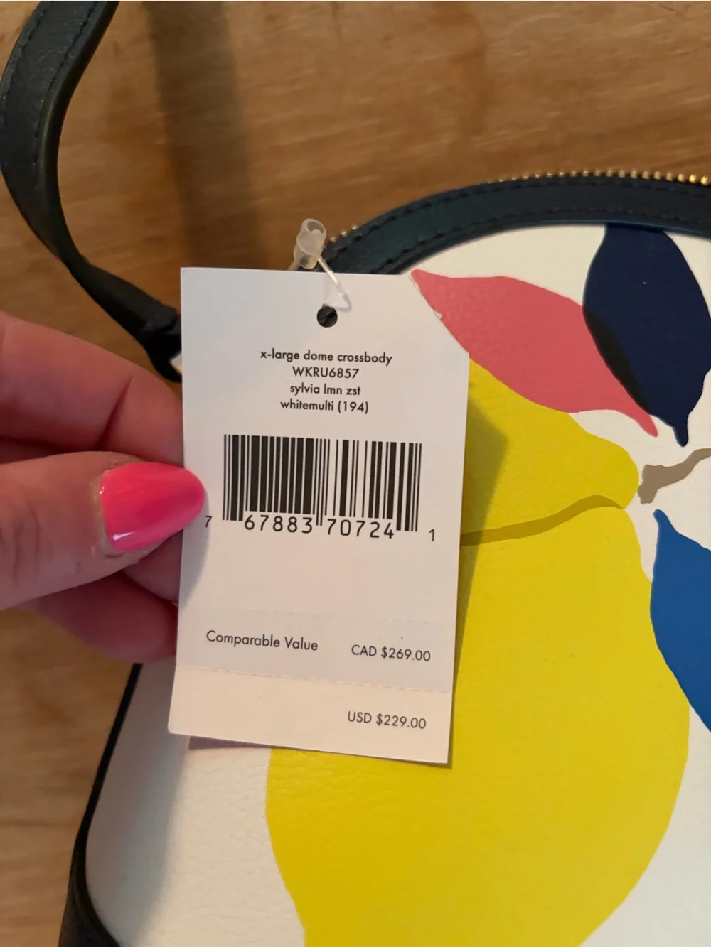 kate spade White Lemon Print Crossbody with Black Trim